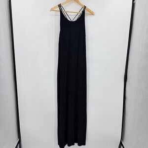 Onyx Nite by Wendye Chaitin Black Glitter Metallic Multi Strap Maxi Dress Sz 14